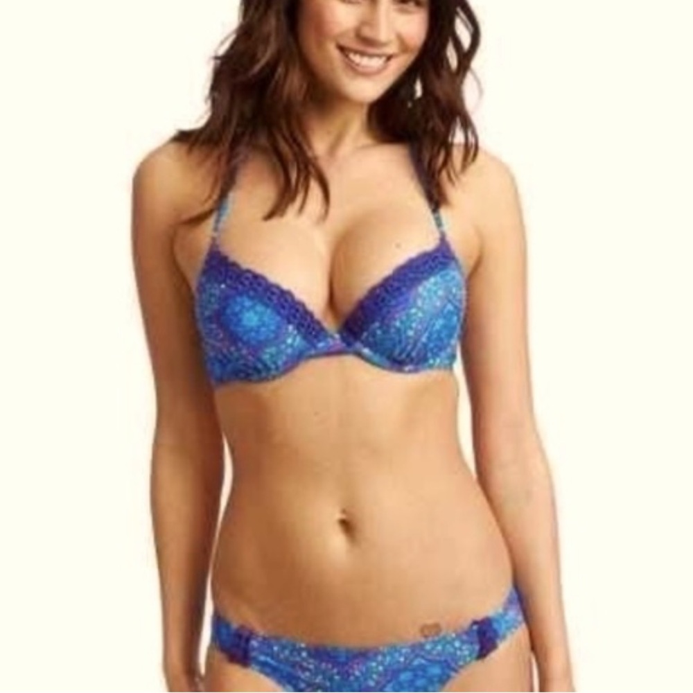 Aerie Nina Blue Floral Push Up bikini top